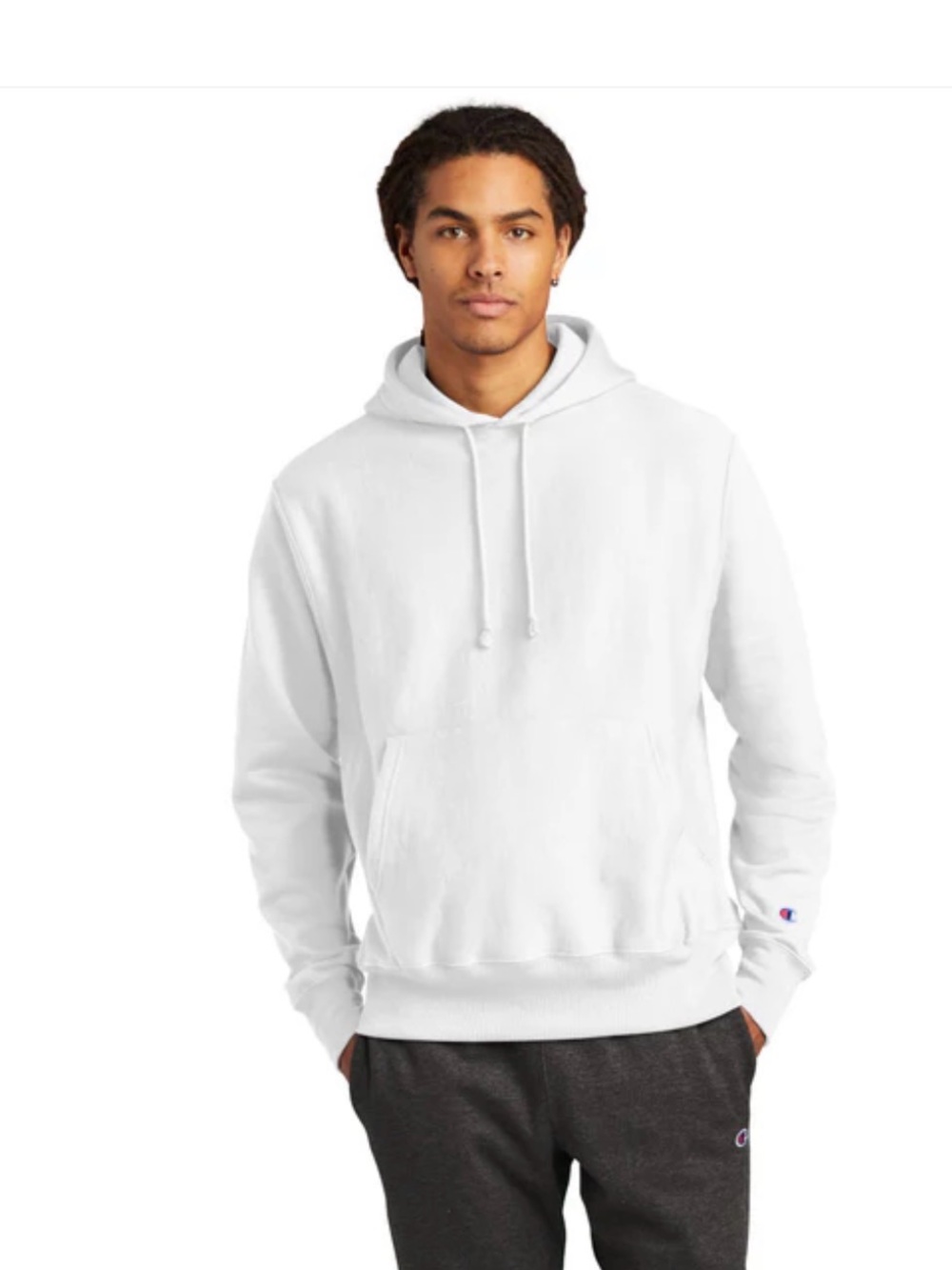 Champion Reverse‎ Weave Mens White Pullover Hoodie GF68 WHC Classic Logo L